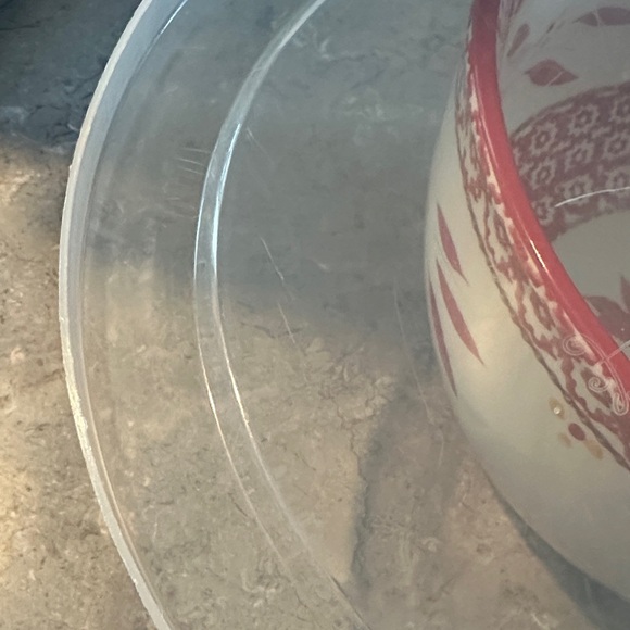 Temp-Tations Red and Cream Bowl with Lid - Picture 6 of 6